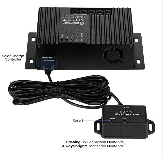 Controlador de carga MPPT 25A dual con monitoreo bluetooth