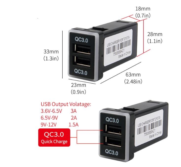 USB 3.0 doble para toyota y otras marcas