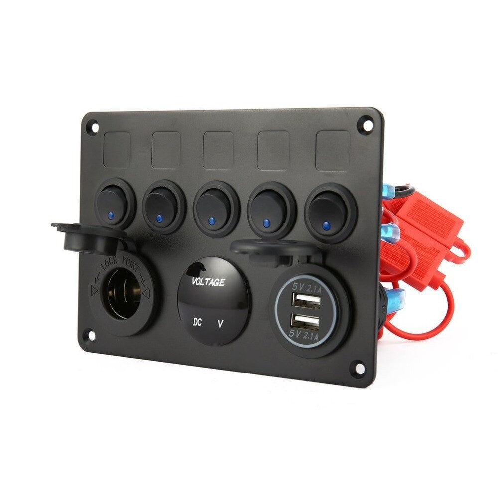 Panel de Control 5 Switch, voltímetro, socket y USB